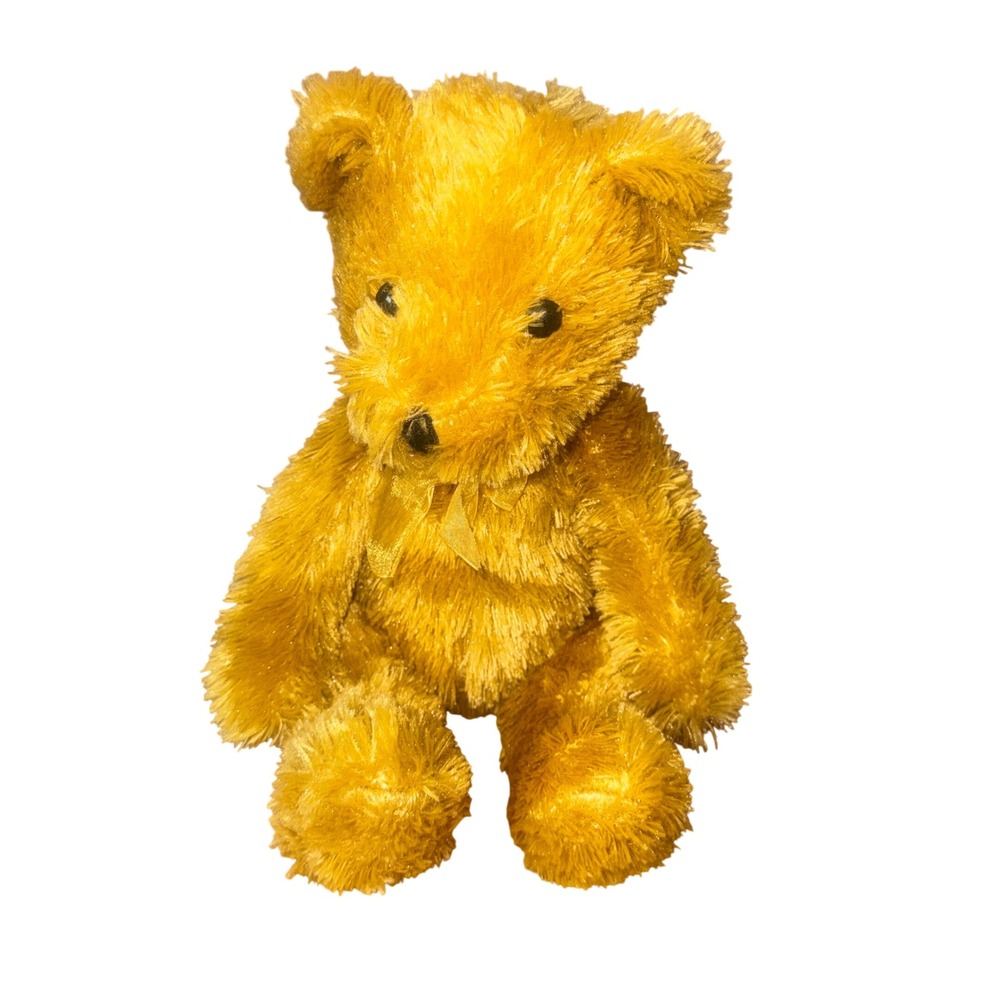 Proud Toy Fty Zhuhai Shaggy Plush Teddy Bear Golden Yellow Small Ribbon Bear